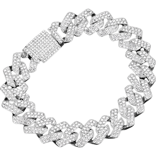 Shine Crystal Iced Out Watch With Full Rhinestones Paved Luxury Rhombus Cuban Link Chain