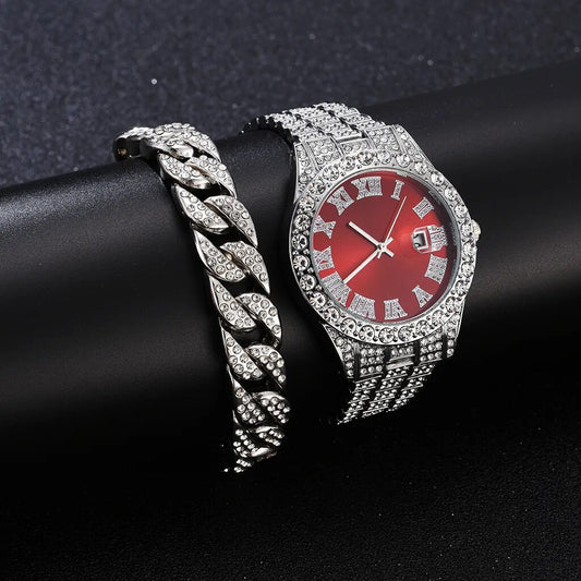 Stainless Steel Iced Out Watch Men Luxury Waterproof Watch