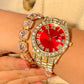 Cuban Quartz Bling Full Rhinestones Watches