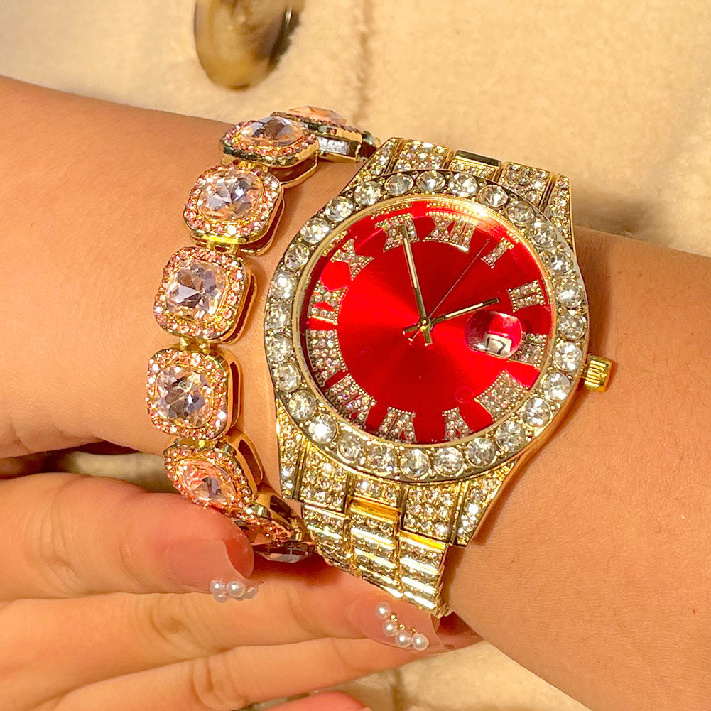 Cuban Quartz Bling Full Rhinestones Watches