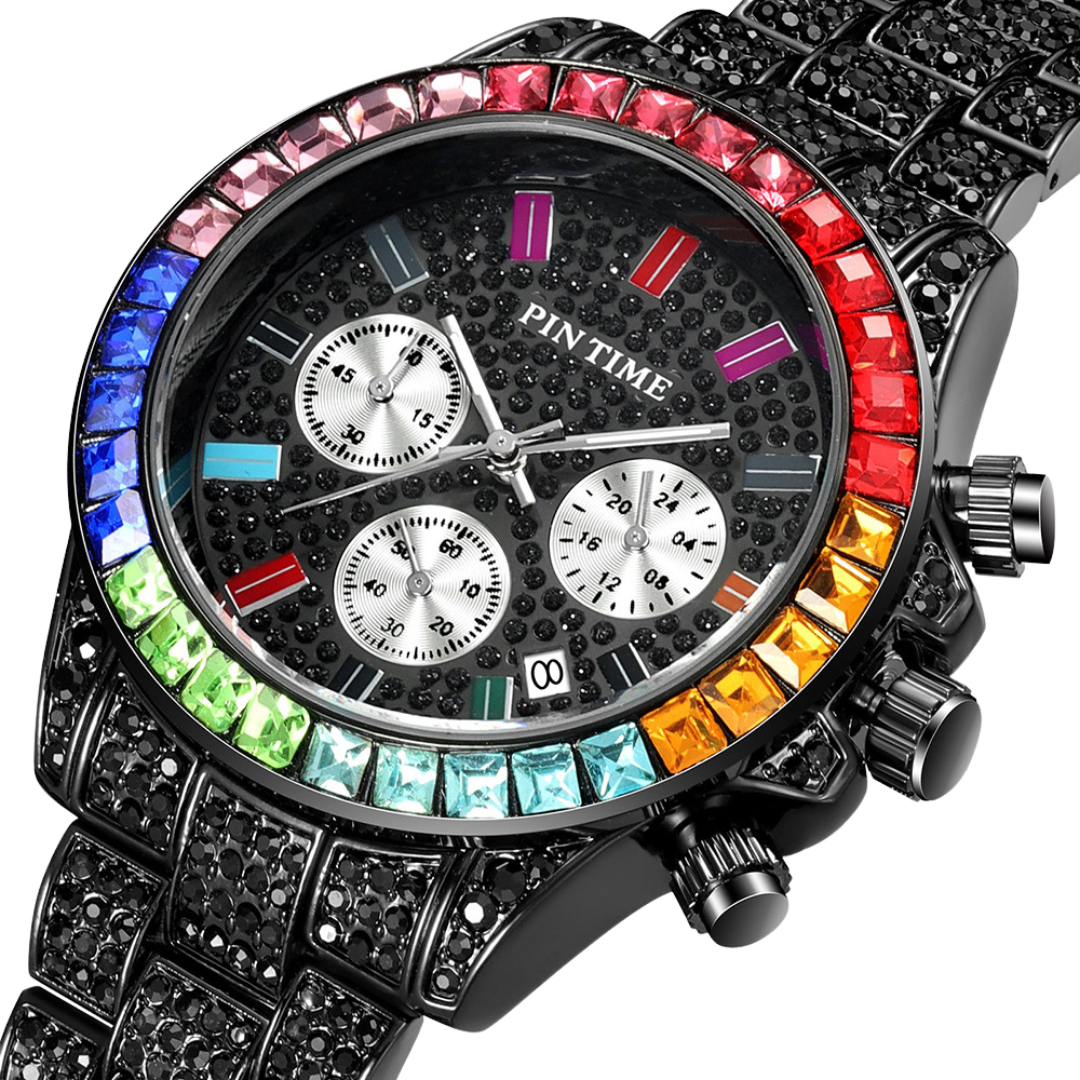 Black Iced Out Wrist Watch