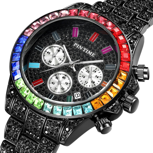 Black Iced Out Wrist Watch