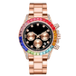 Colorful Rhinestone Full Iced Out Diamond Stainless Steel Wristwatch