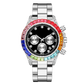 Colorful Rhinestone Full Iced Out Diamond Stainless Steel Wristwatch