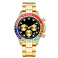 Colorful Rhinestone Full Iced Out Diamond Stainless Steel Wristwatch